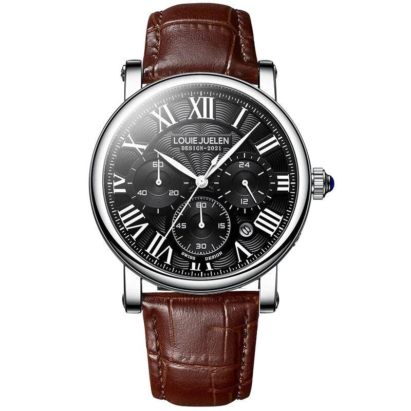 Classic 40mm | Sofisticação em Aço Inox e Couro Legítimo